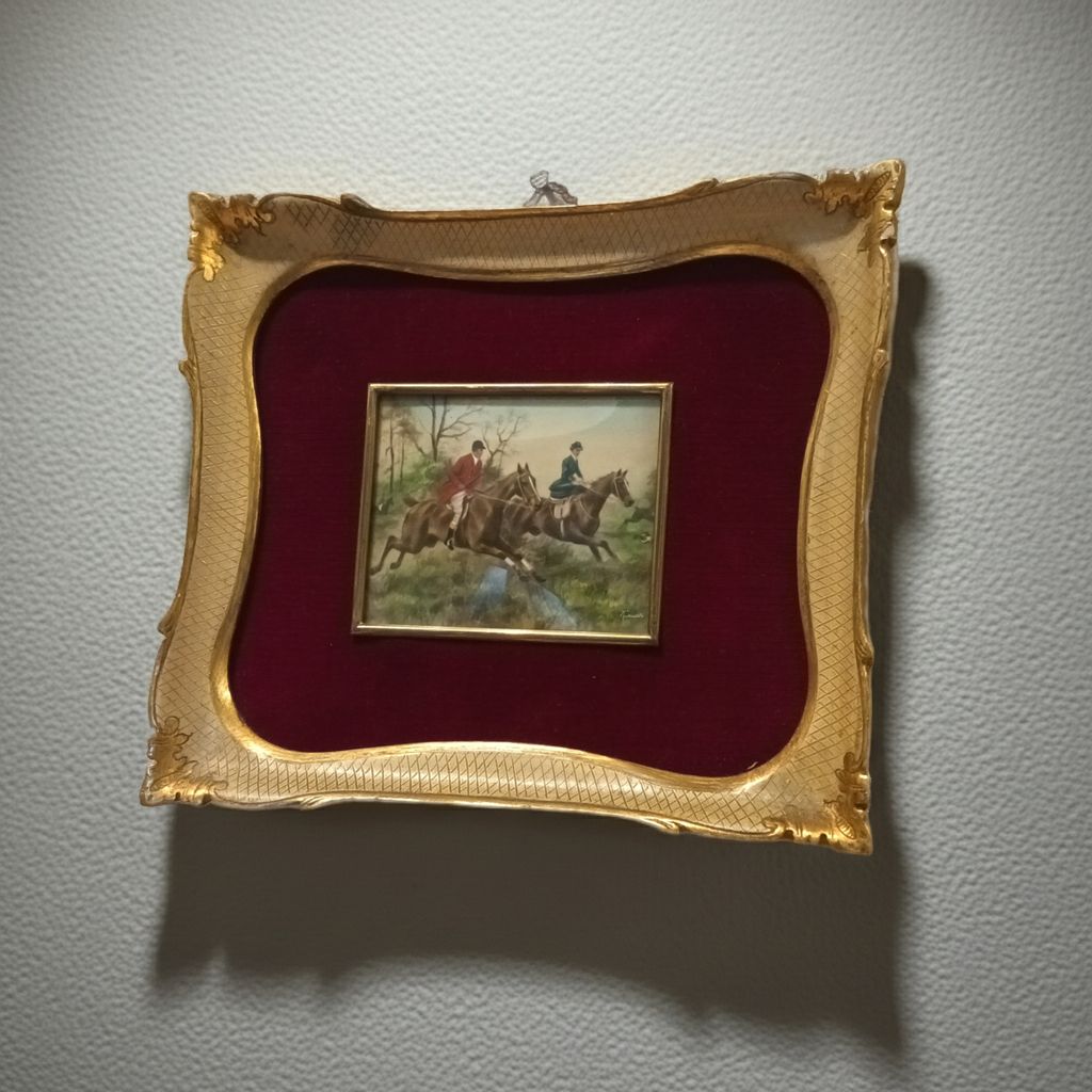 Framed Miniature 19th Century English Oil On Canvas, Signed, With Original Frame