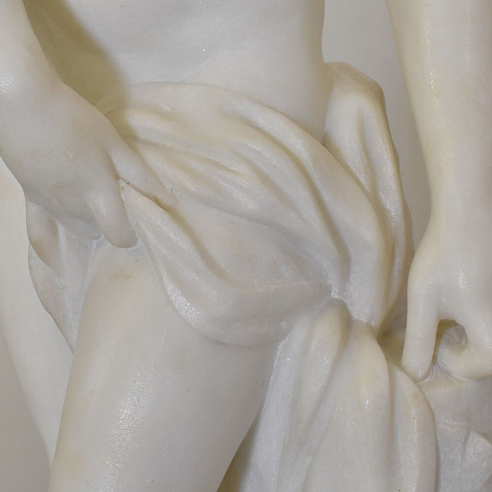 Antique Statues, Marble, Woman Sculpture, Young Girl Bathing, Signed Pugi, XIX Century. (Stma104) photo buy