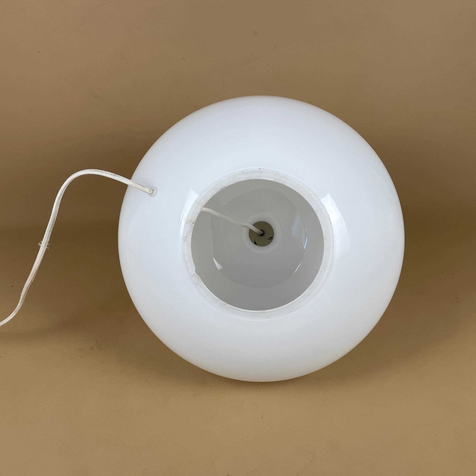 photo for sale Vintage Anne Neilson For Ikea Glass White Lamp Light Table Anise Ball 2000's Rare Retro Bedside Side Table Desk Round Ball