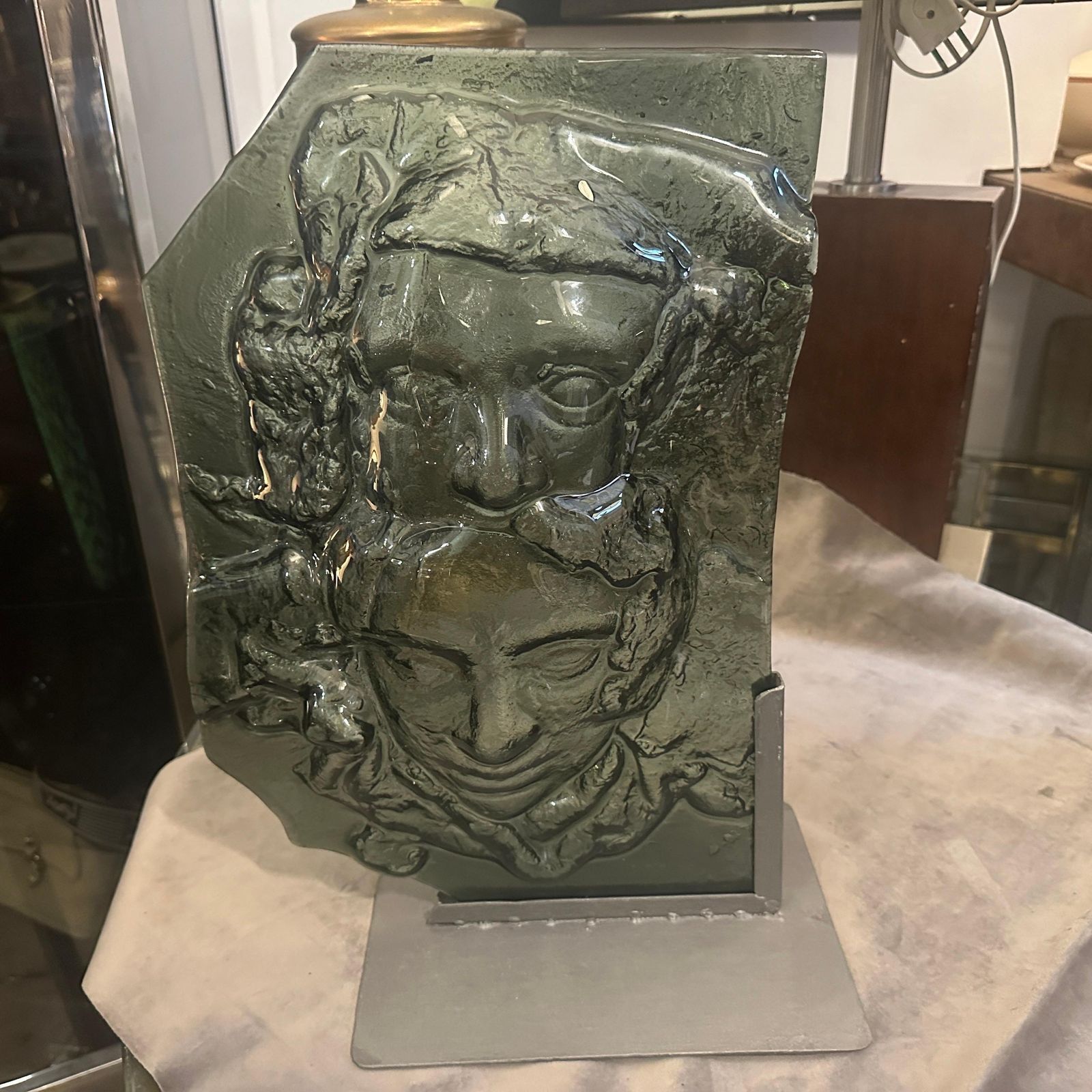 1980s Abstract Grey Murano Glass Sculpture By La Fucina Degli Angeli photo furniture