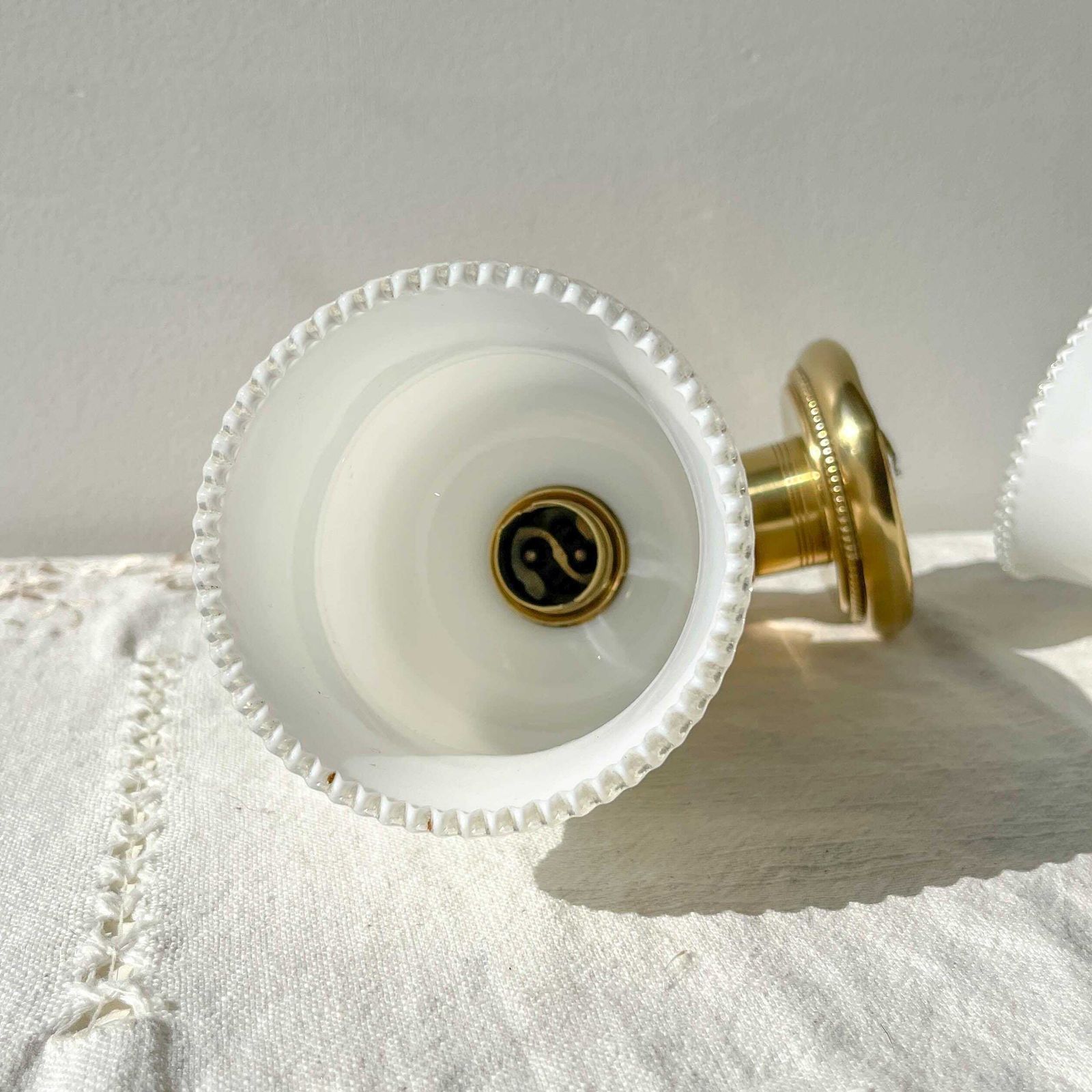 photo for sale Pair Of Vintage Brass Hand Torch Wall Sconces, Attributed To Maison Jansen, France 1960s