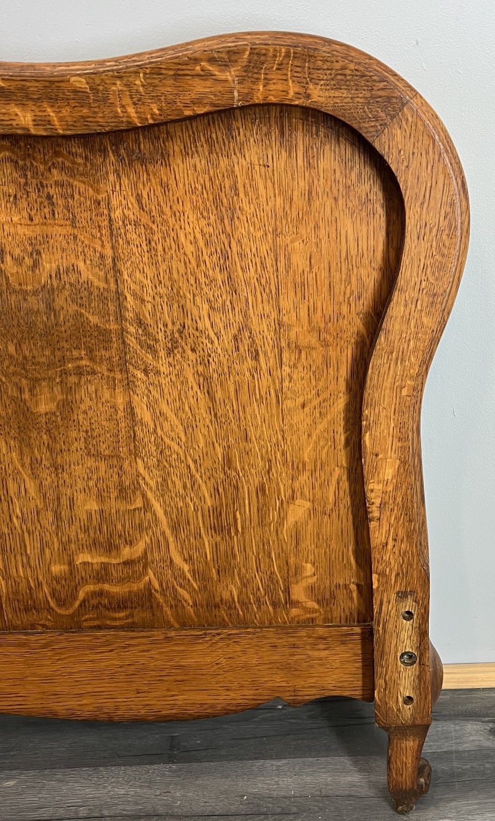 photo furniture Footboard Vintage French Style Oak Double Bed Carved Footboard Lot 4732