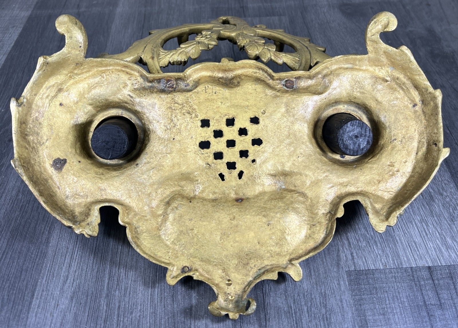 photo for sale Inkwell Set Vintage French Brass Ornate Desk Stand Accessory Lot 4681