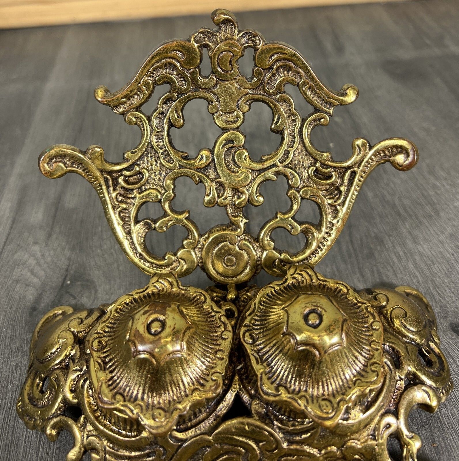 Inkwell Set Vintage French Brass Ornate Desk Accessory Lot 4688 photo Home Decor
