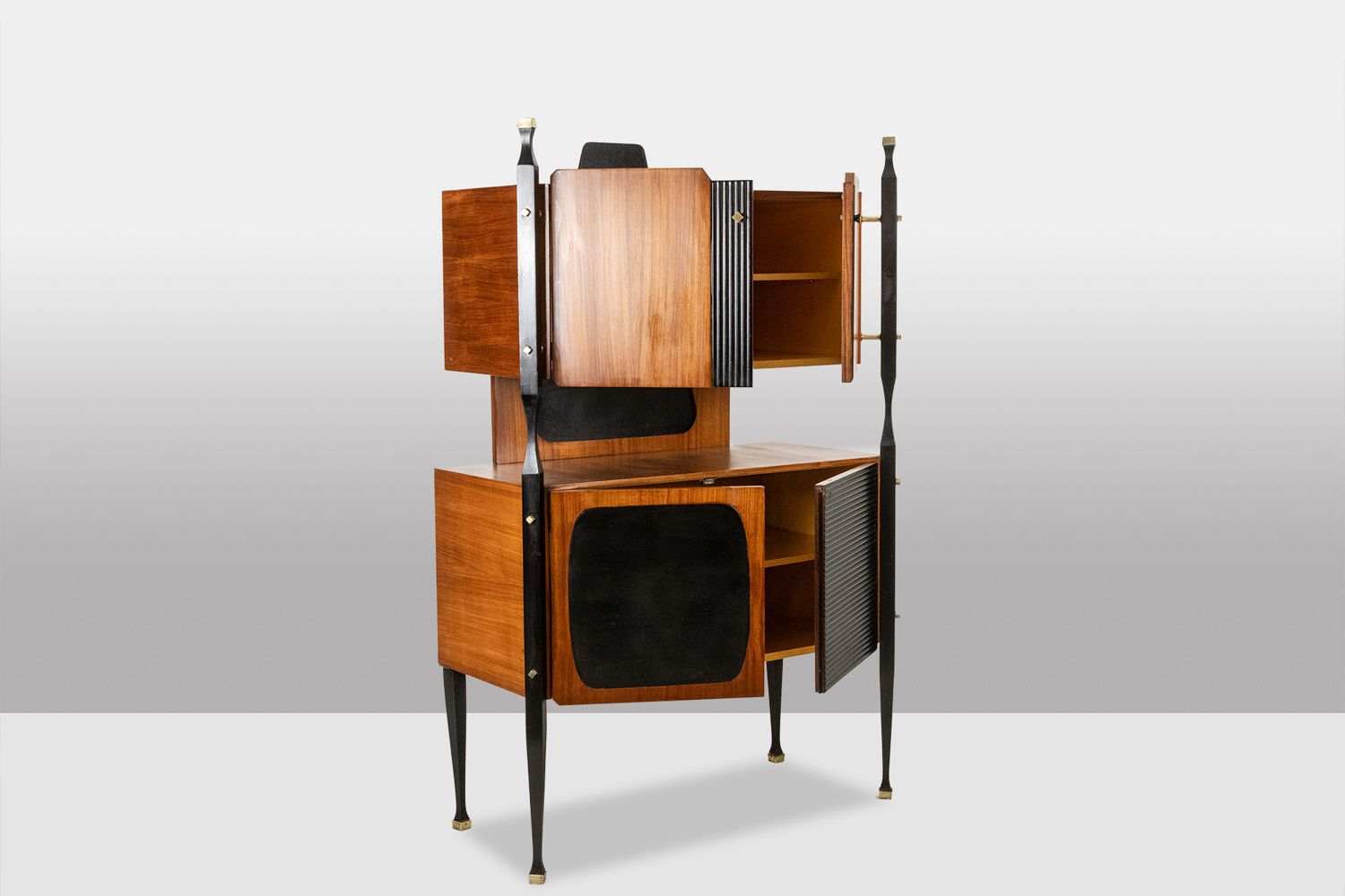 Pair Of Italian Teak Veneer Cabinets. 1960s. photo Furniture