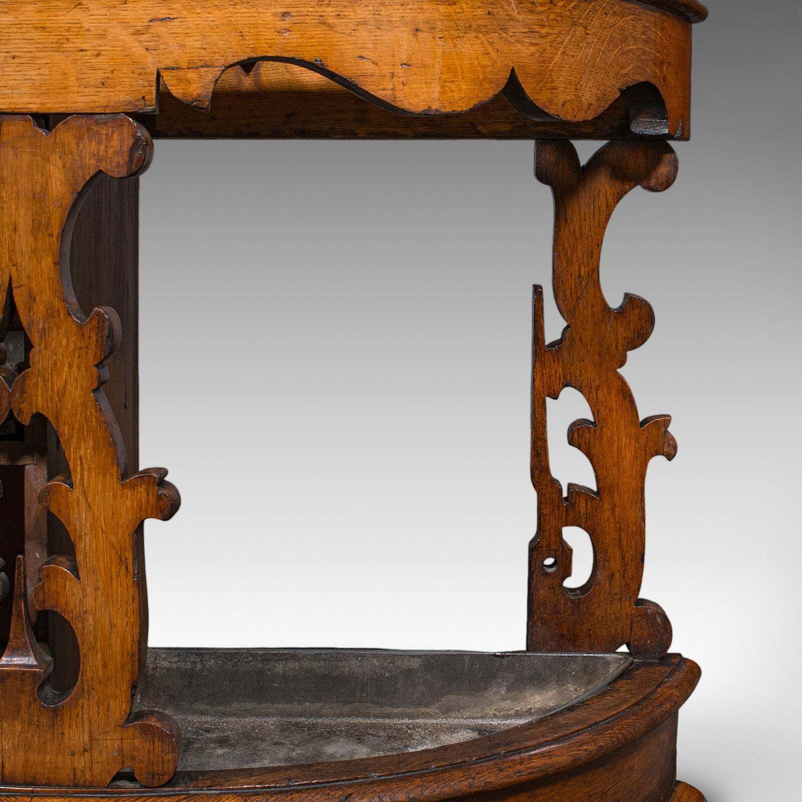 3824.0 Antique Country House Hall Stand, Scottish, Demi Lune, Oak, Umbrella, Victorian photo