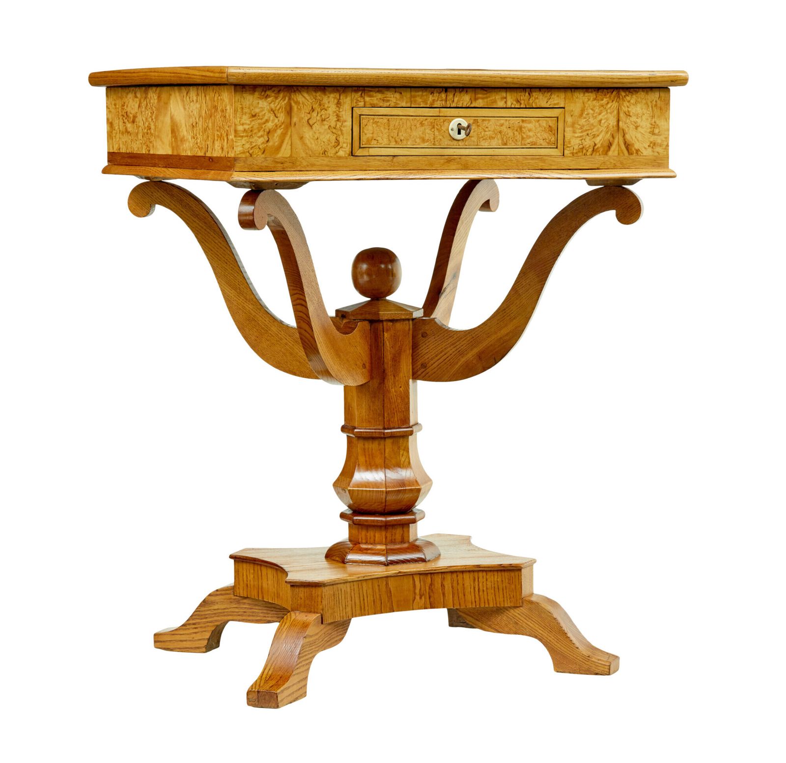19th Century Scandinavian Burr Birch And Elm Occasional Table photo furniture