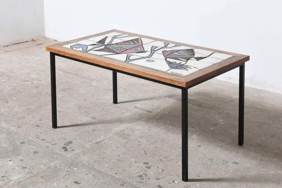 Ceramic Glazed Tiles Coffee Table Designed By Paul Vermeire, 1960s photo Furniture