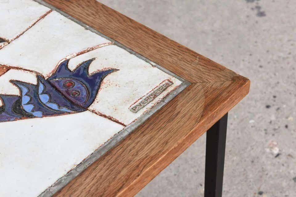 Ceramic Glazed Tiles Coffee Table Designed By Paul Vermeire, 1960s photo vinterior