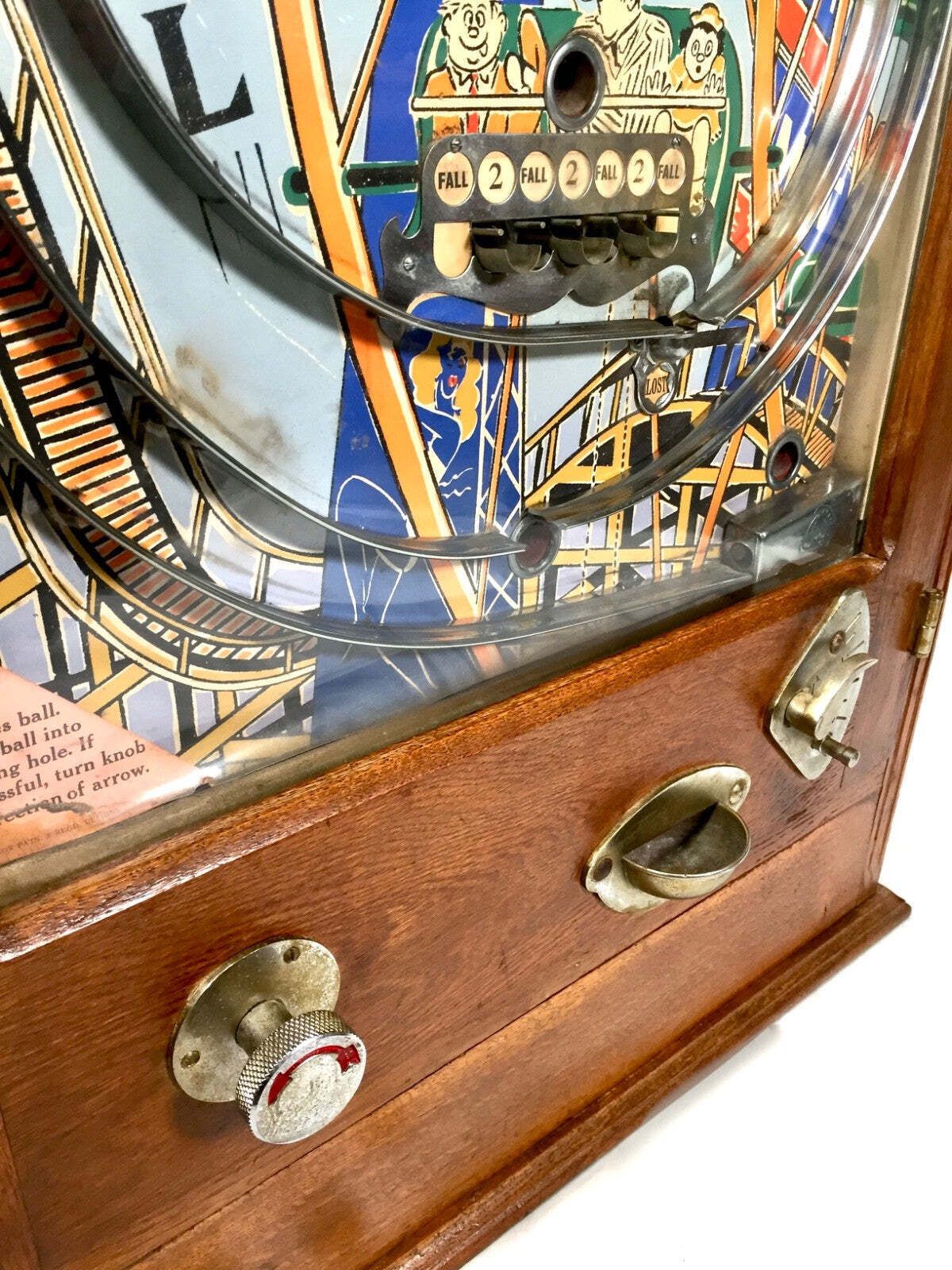 Antique Giant 1950s Big Wheel By Wondermatics Arcade Coin Operated Penny Machine photo vintage