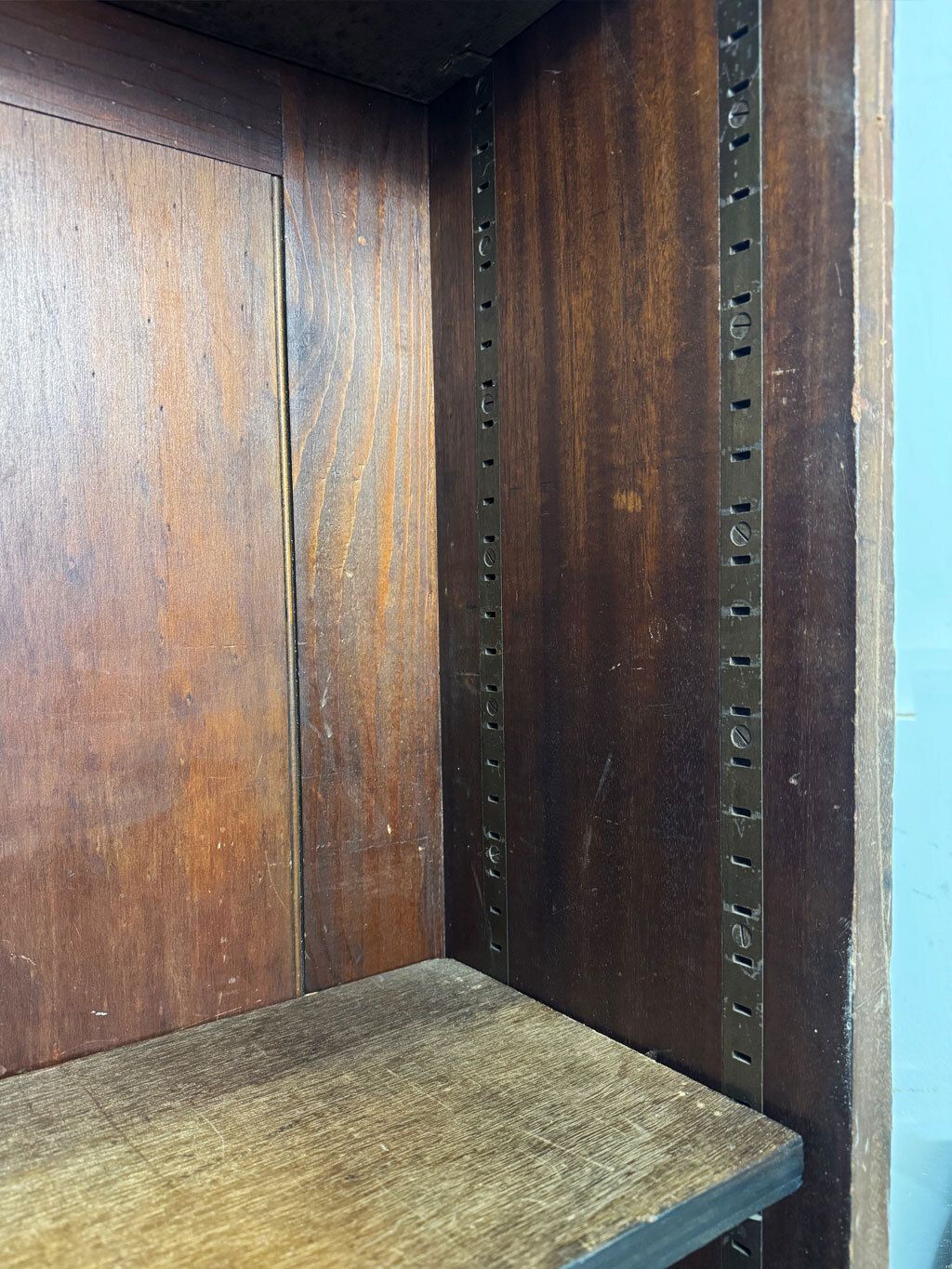 Vintage Mahogany Shop Bookcase With Adjustable Shelves photo for sale