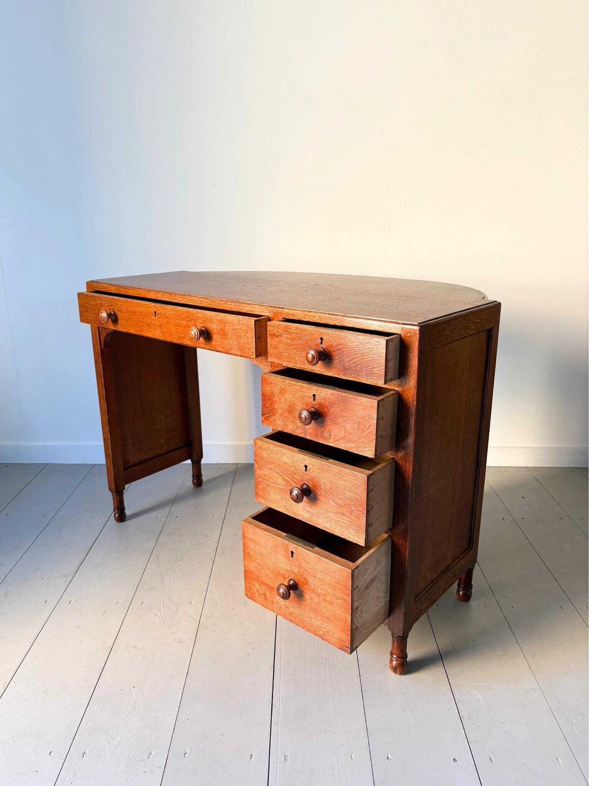 Art Deco Oak Desk By Heals Of London, 1930s photo for sale