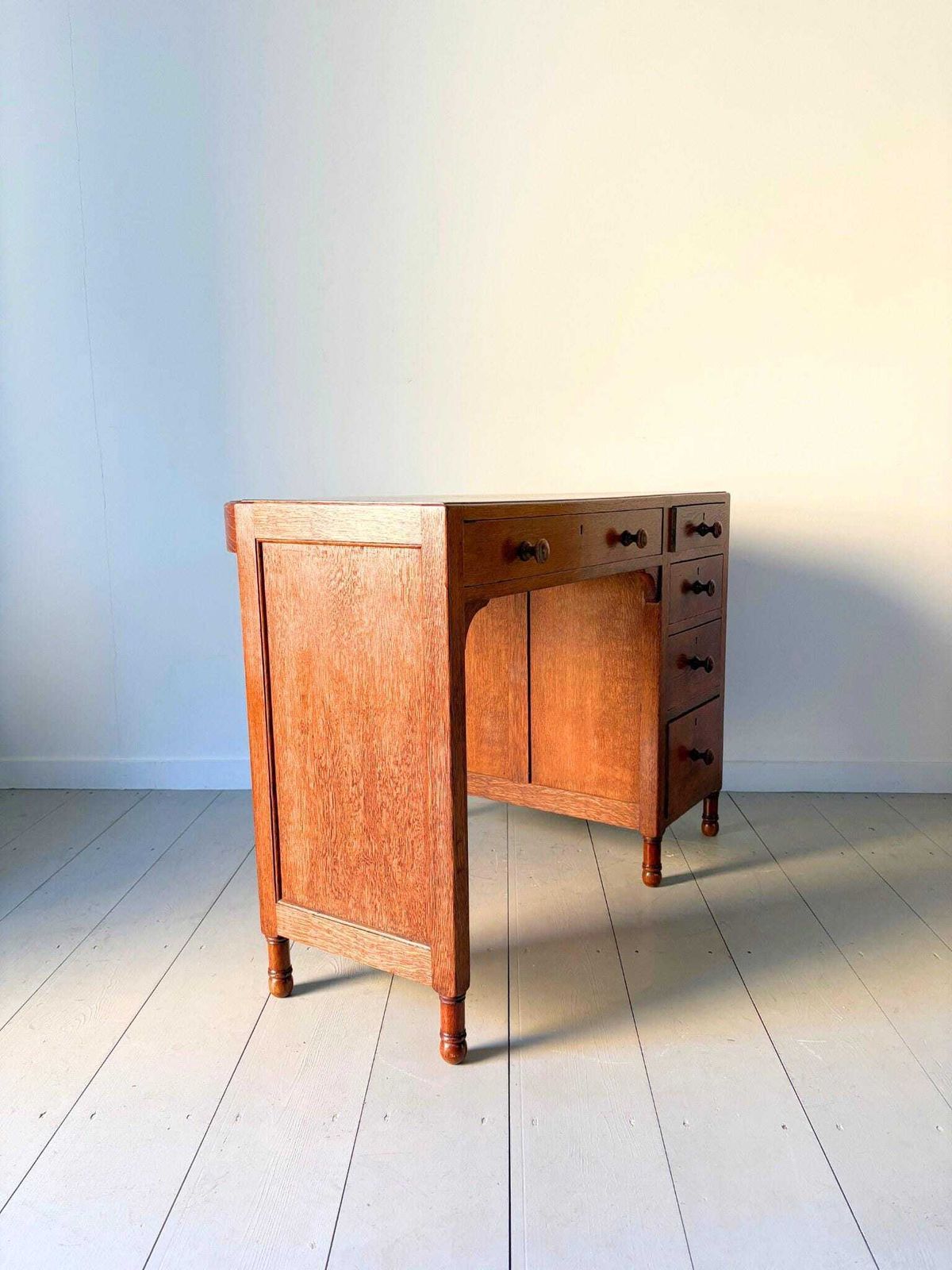 photo for sale Art Deco Oak Desk By Heals Of London, 1930s