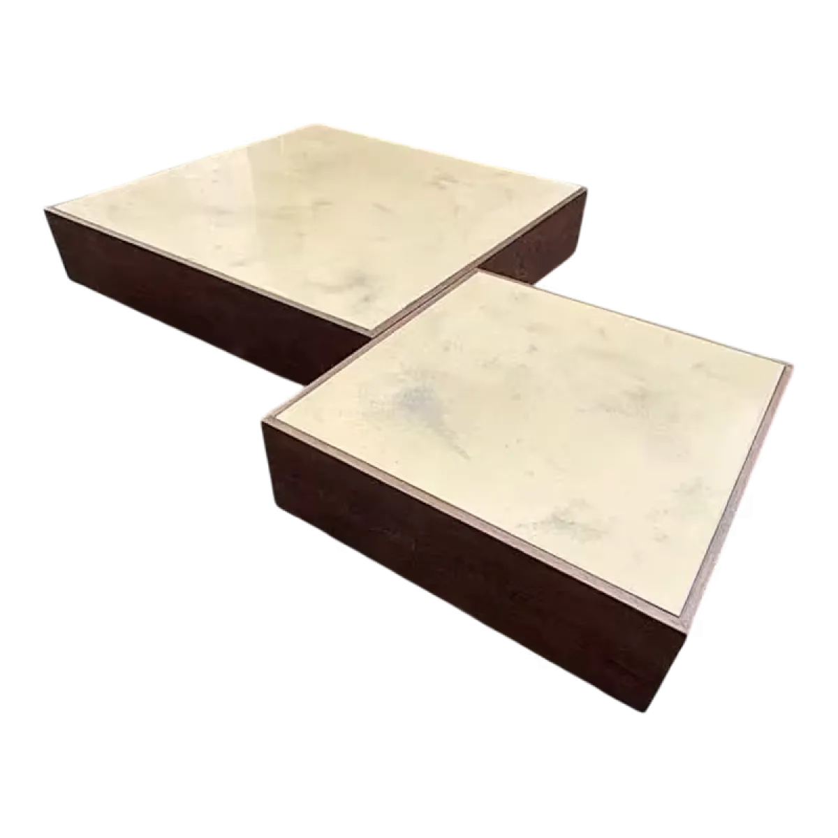 Jef Verbrak, Set Of 2 Coffee Tables (Paintings) In Wenge Wood, Minimalist Modernist Design, Ca 1970