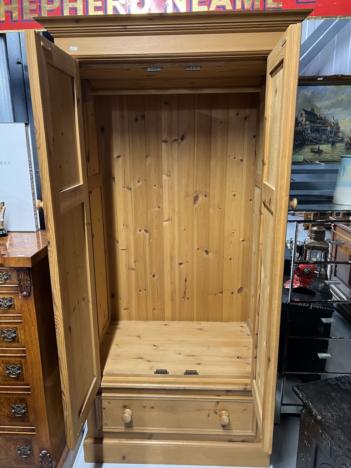 Pine Double Wardrobe With Drawer Underneath photo Furniture