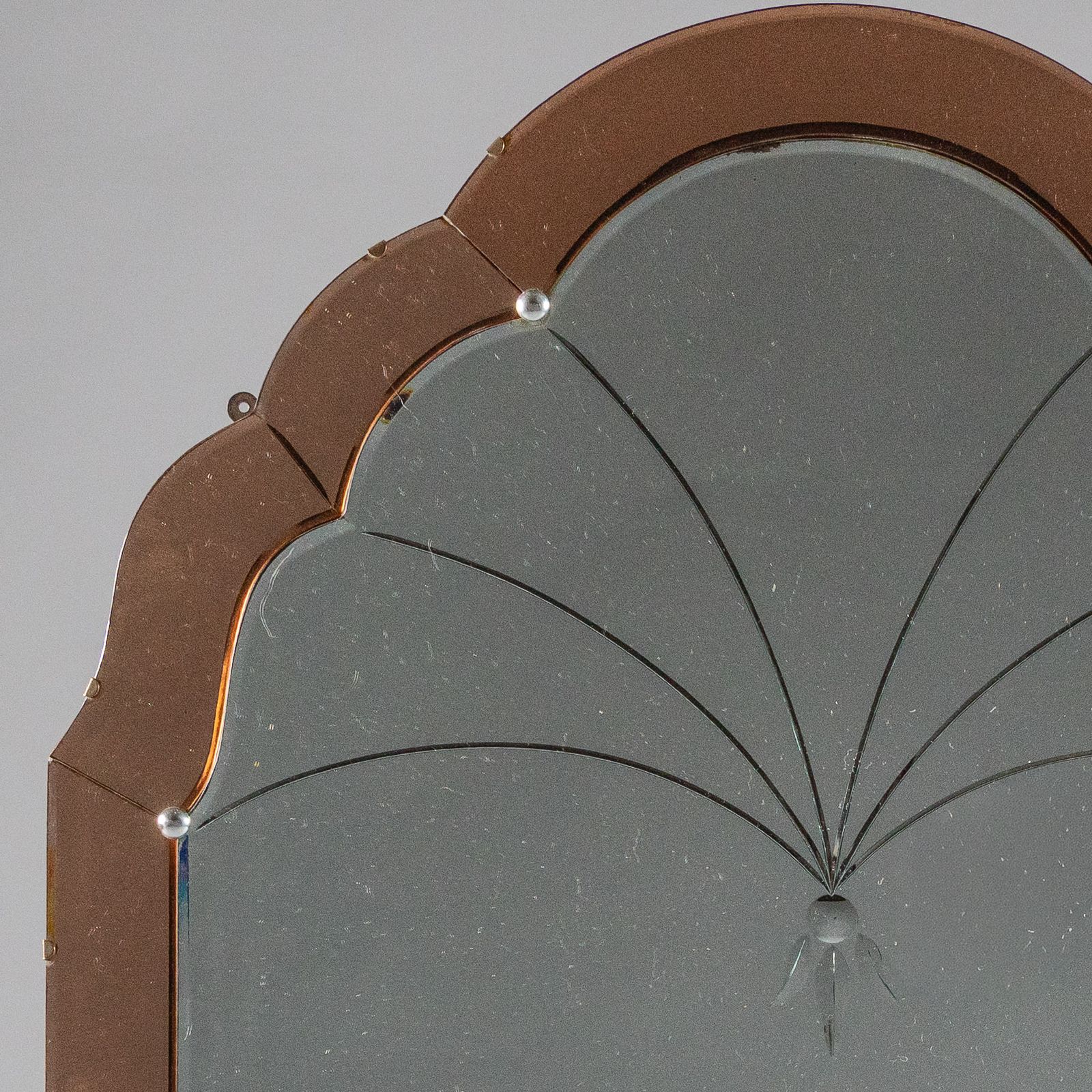 English Art Deco Peach Coloured Overmantle Mirror photo 835.0