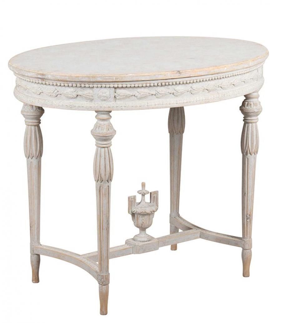 20th Century Swedish Gustavian Style Oval Table With Carved Decorative Detailing photo buy