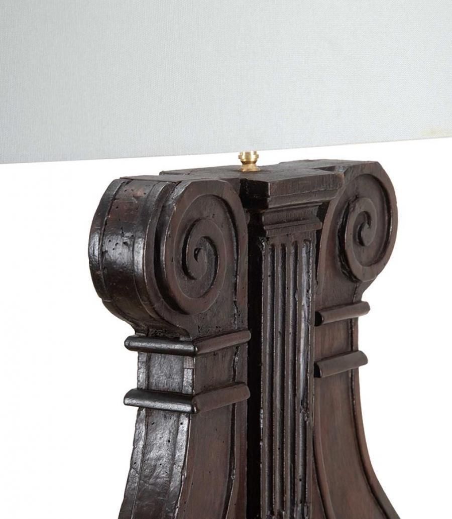 photo furniture Large Pair Of 19th Century Italian Carved Wooden Lamps