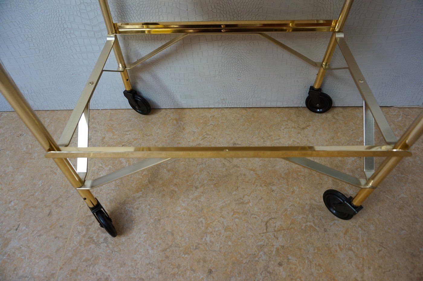photo vintage Vintage Hollywood Regency Gold Bar Cart, 1960s