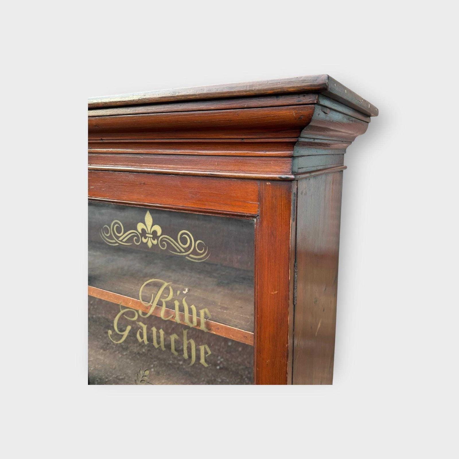 Early 20c 2 Door Glazed Bookcase Cupboard With Later Lettering photo vinterior