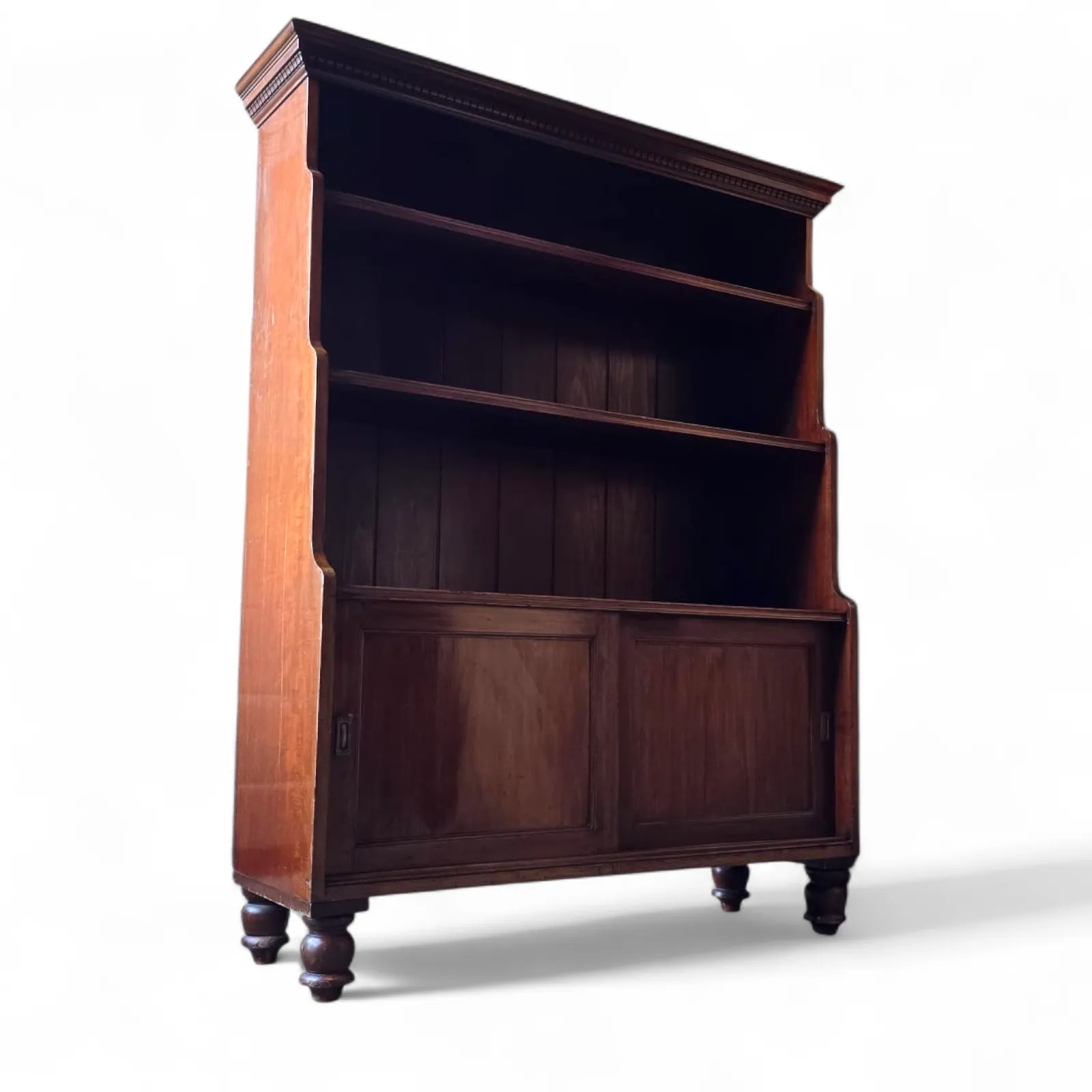 Antique Large Victorian Mahogany Waterfall Open Bookcase photo vintage