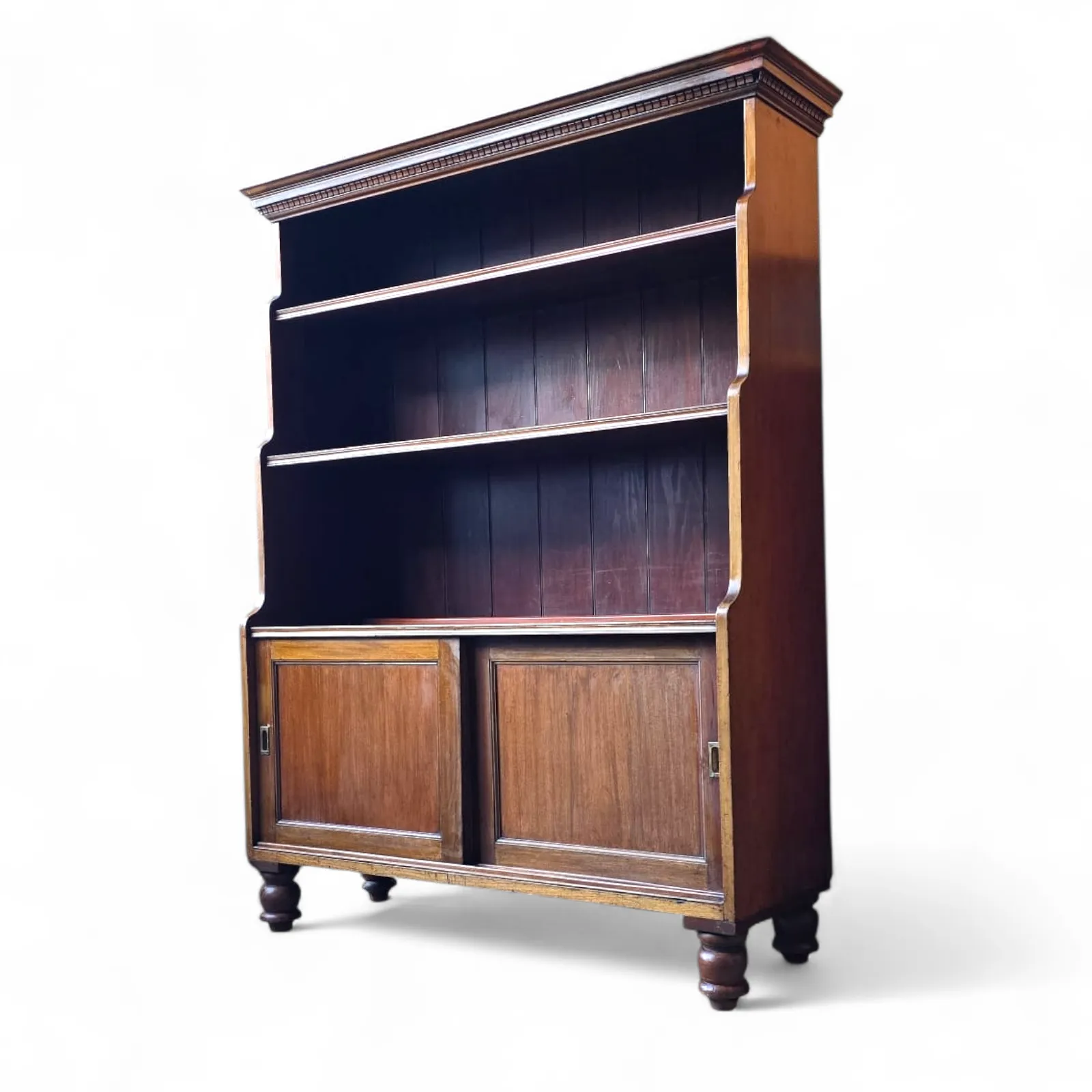 Furniture Antique Large Victorian Mahogany Waterfall Open Bookcase photo