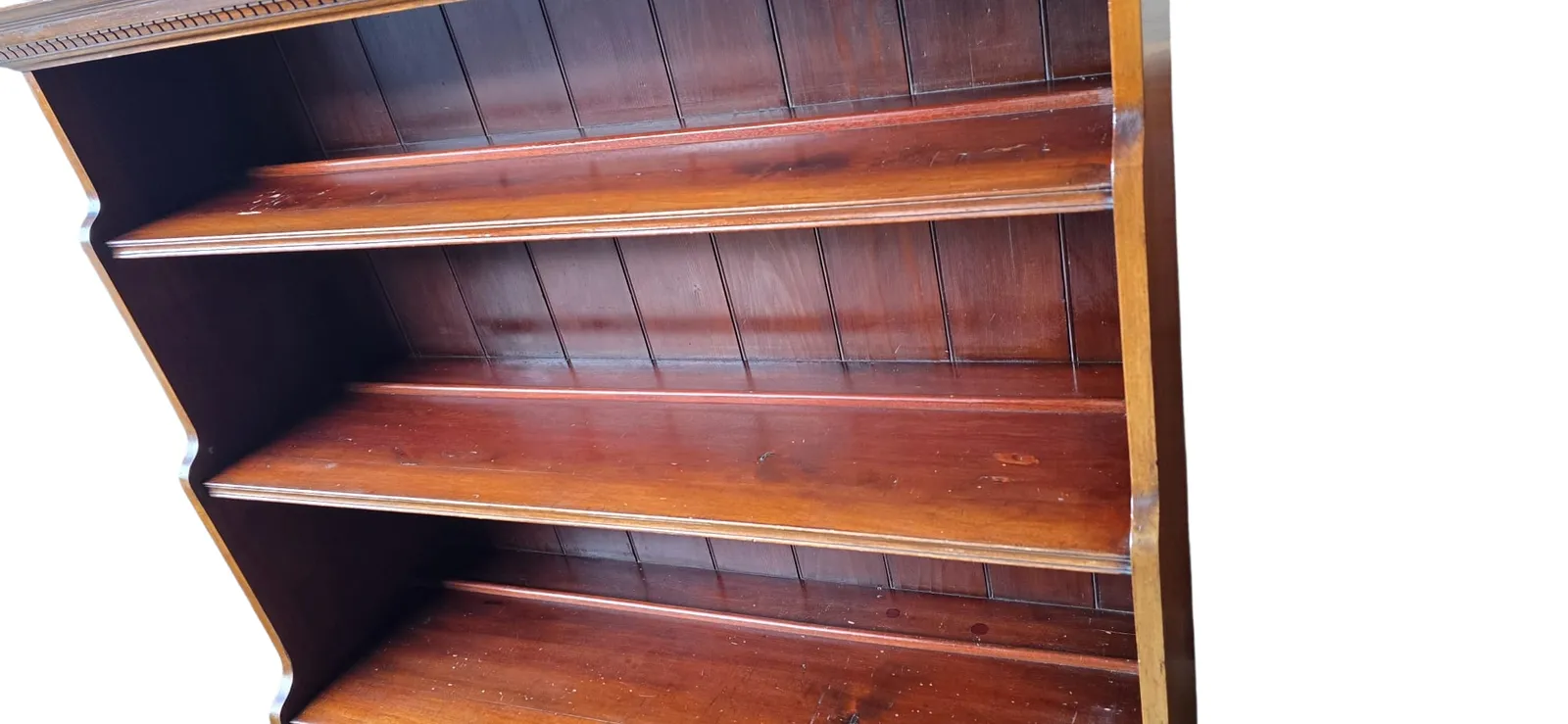 495.0 Antique Large Victorian Mahogany Waterfall Open Bookcase photo