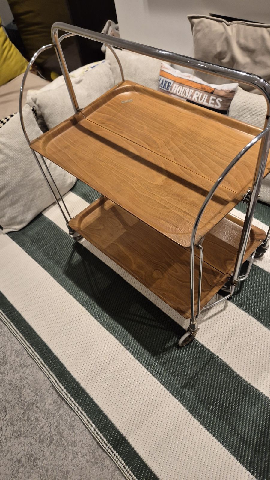 Retro Bremshey & Co Dinette German Chrome Two Tier Folding Serving Trolley   Mid 20th Century photo 199.0