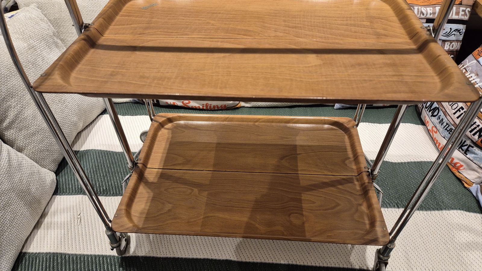 Retro Bremshey & Co Dinette German Chrome Two Tier Folding Serving Trolley   Mid 20th Century photo buy
