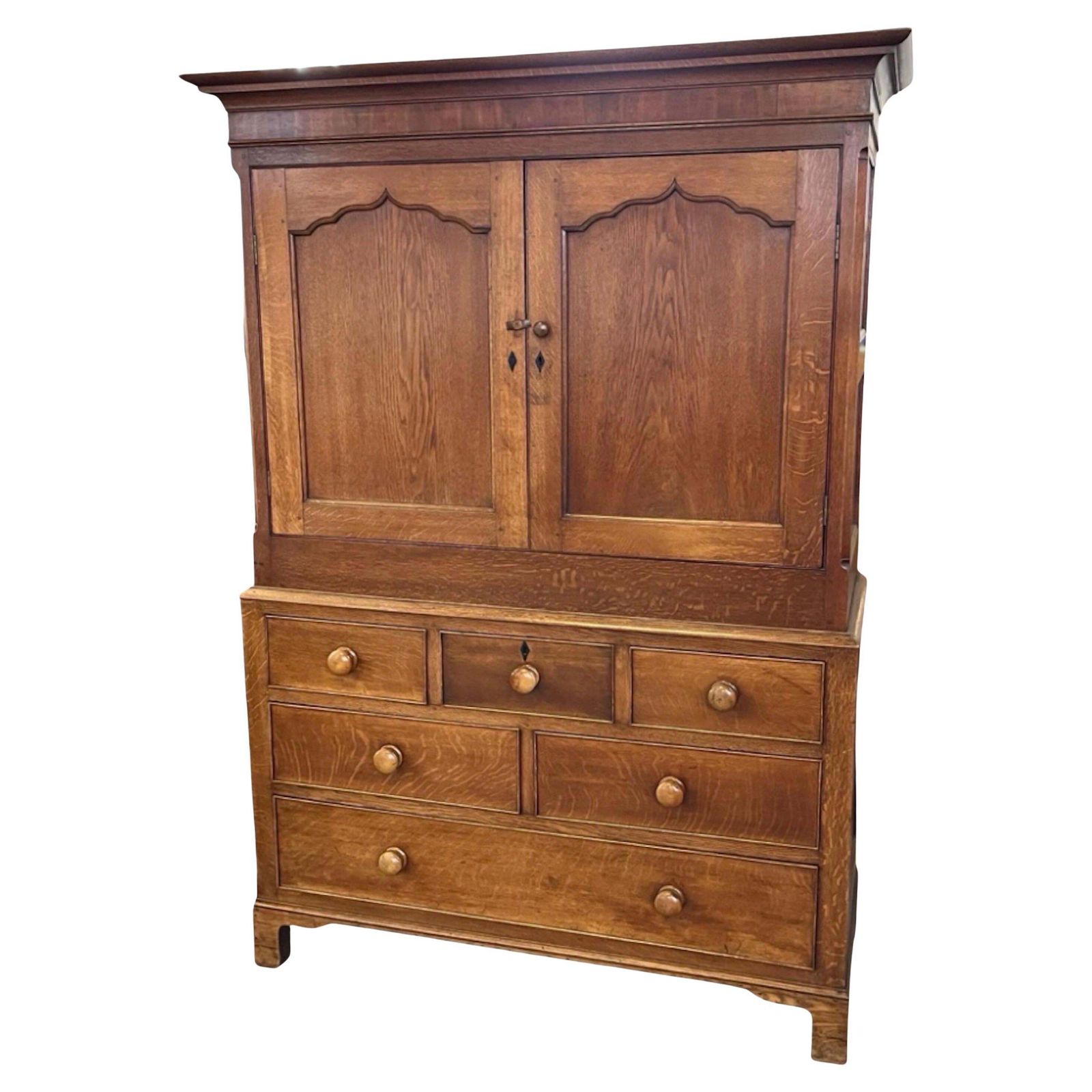 19th Century English Oak Georgian Linen Press /
