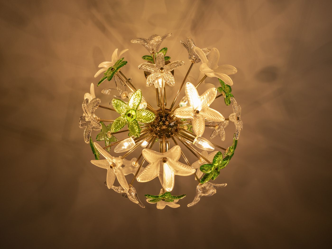 photo furniture Sculptural Floral Glass Chandelier, Czechoslovakia, 1970s–1980s
