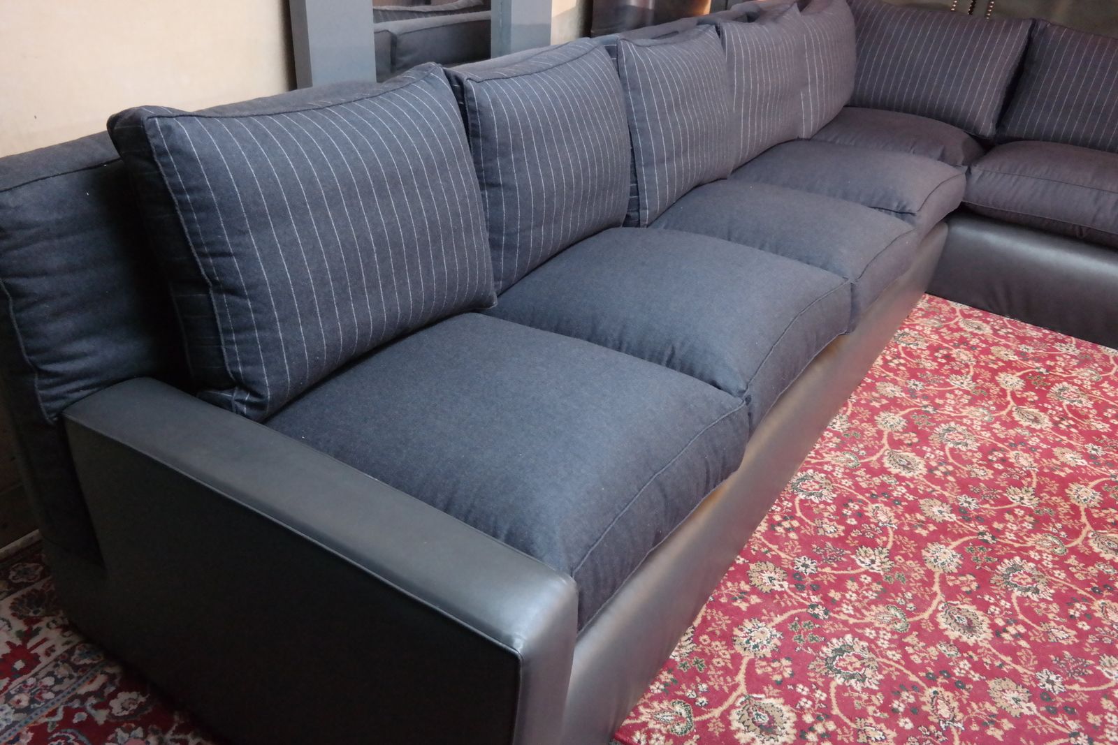 George Smith 7 Seater Large Corner Sofa Leather Wool Charcoal Grey Rrp£17000 photo 6500.0