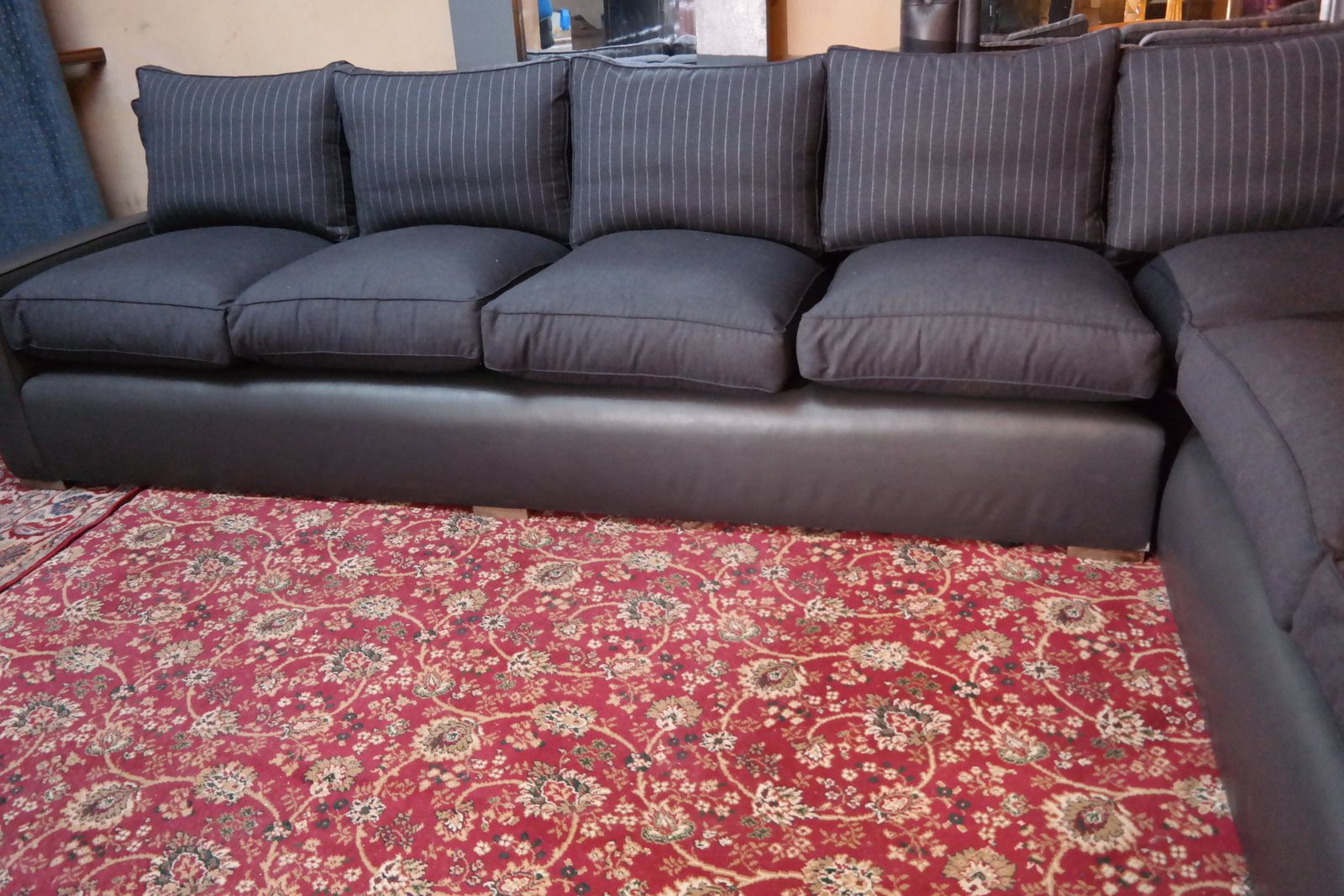 Furniture George Smith 7 Seater Large Corner Sofa Leather Wool Charcoal Grey Rrp£17000 photo