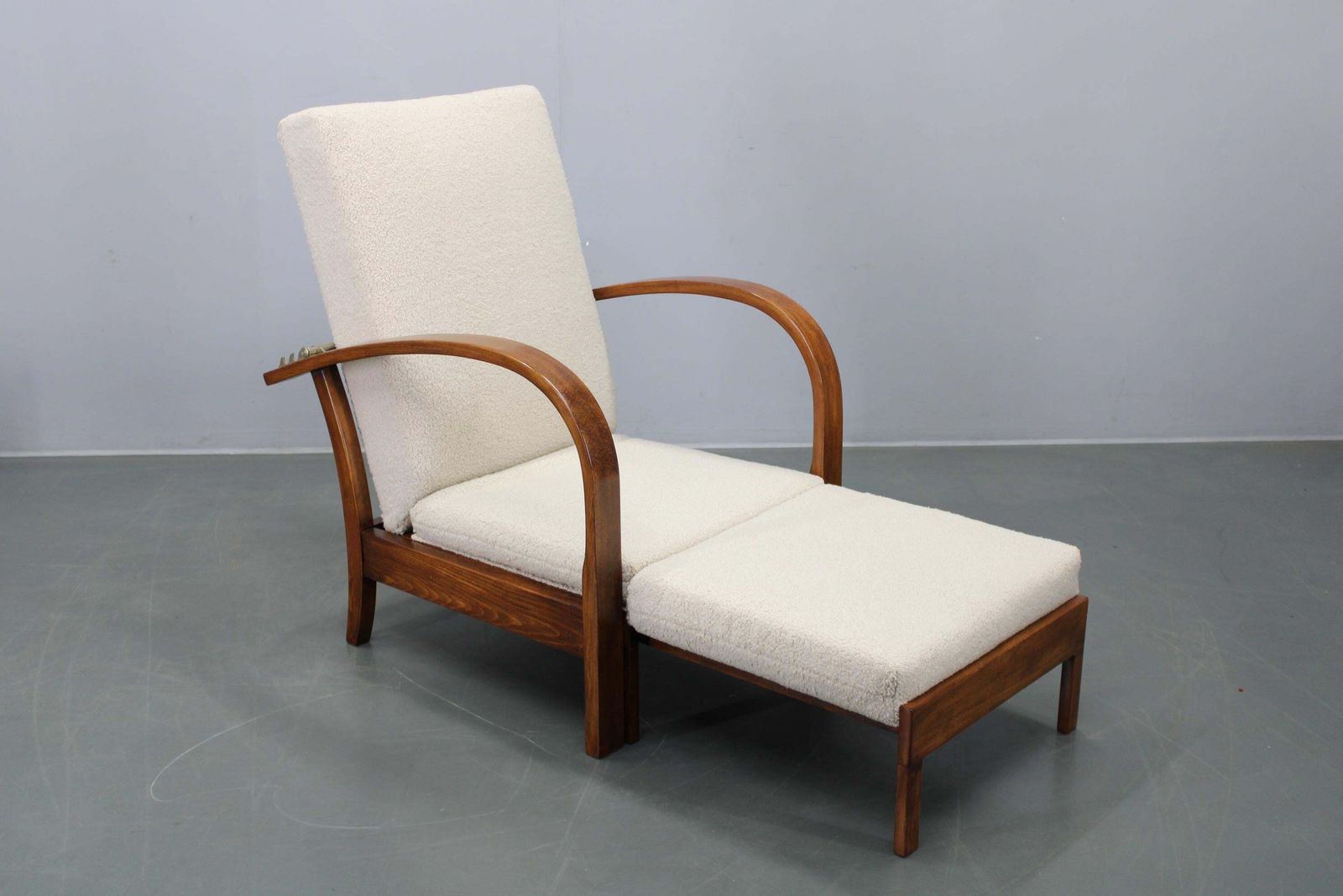 Convertible Art Deco Bouclé Armchair, Czechoslovakia, 1940s photo vinterior