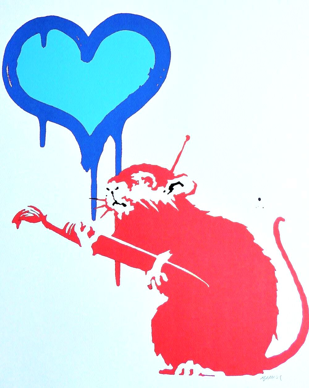 Banksy " Love Rat " Large Lithograph 50x70 Cm, Limited Edition photo furniture
