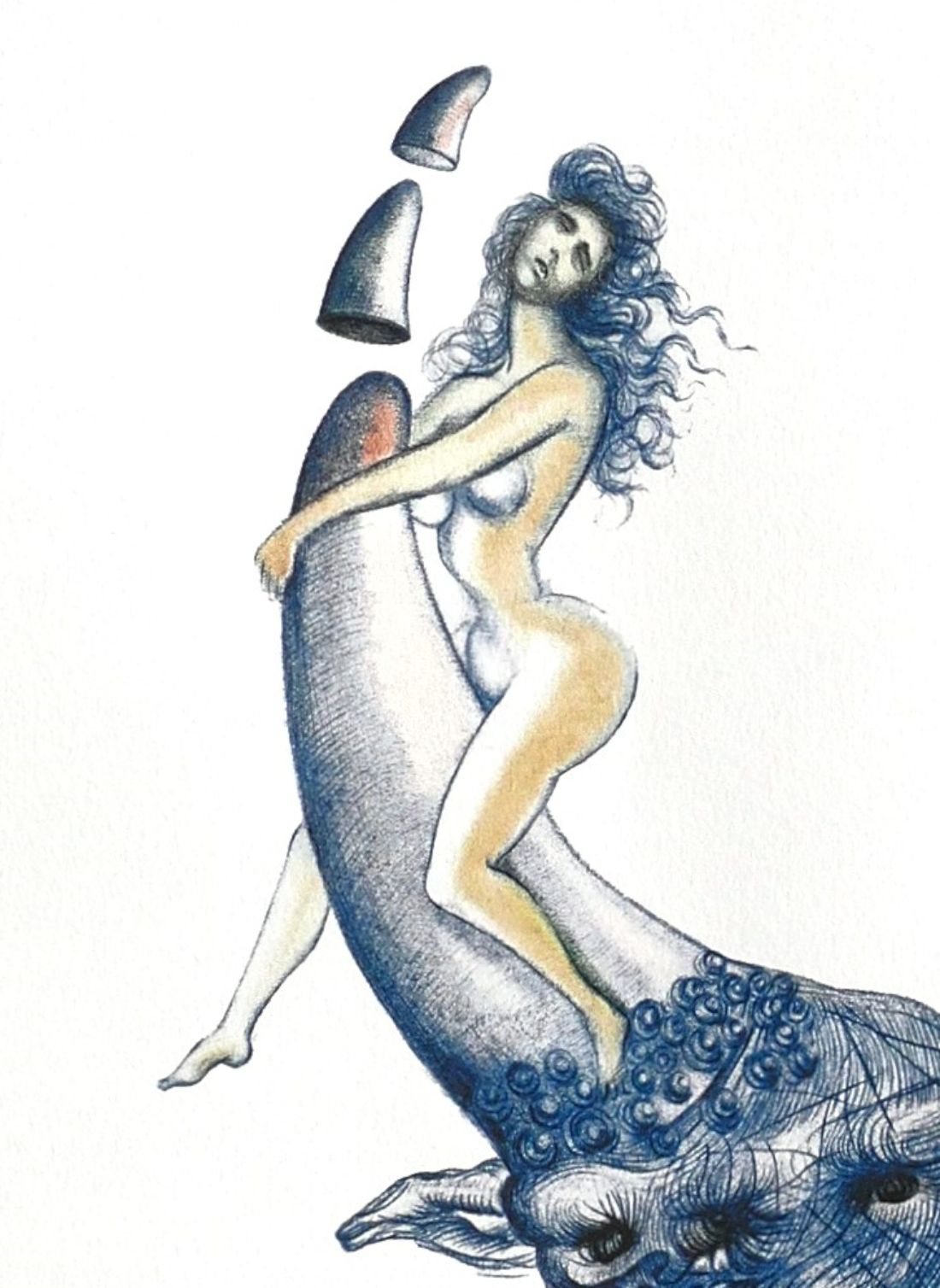 Salvador Dali " Casanova Girl On Rhinoceros Horn " 1967 Lithograph, Signed photo for sale