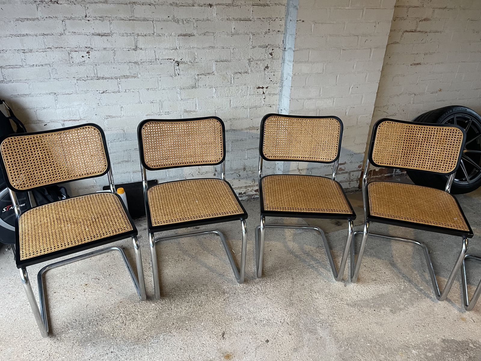 Furniture Set Of 6 Vintage Marcel Breuer Habitat Chairs – Cane & Chrome – Made In Italy (1970s) photo