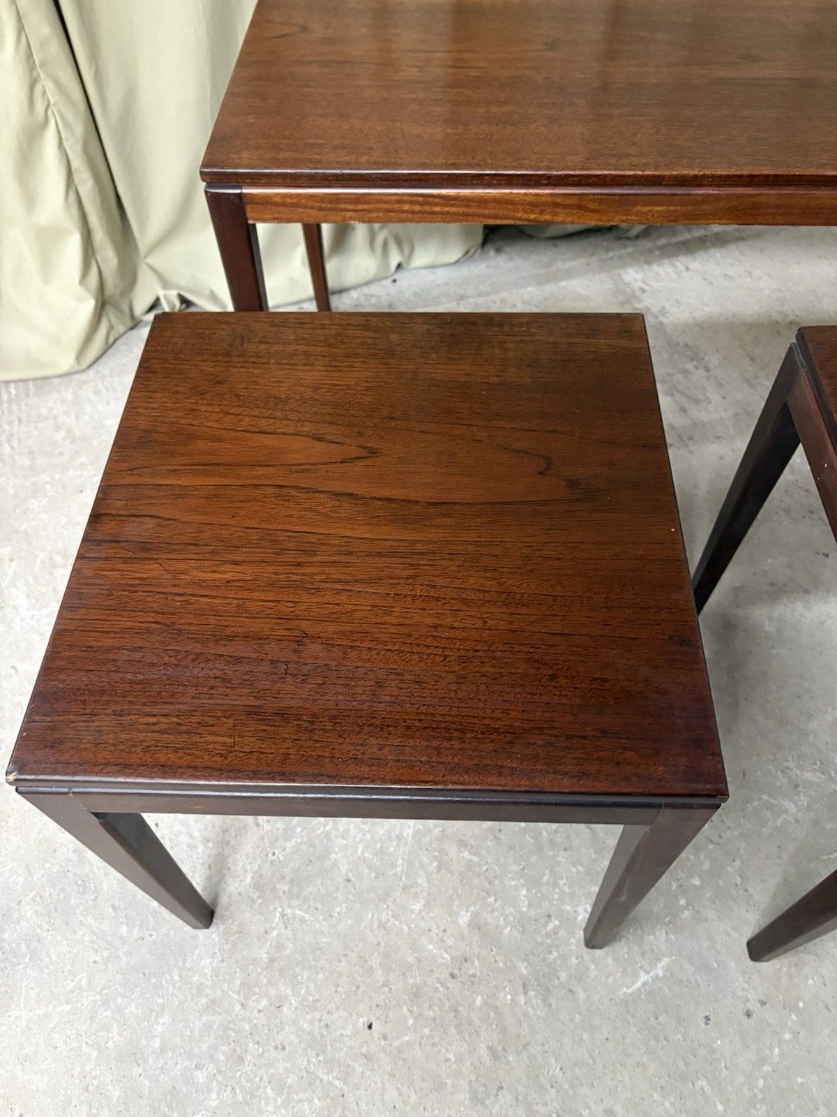 143.75 Vtg Mid Century Teak Nest Of Side Tables Scandi Danish Style Retro R1019 photo
