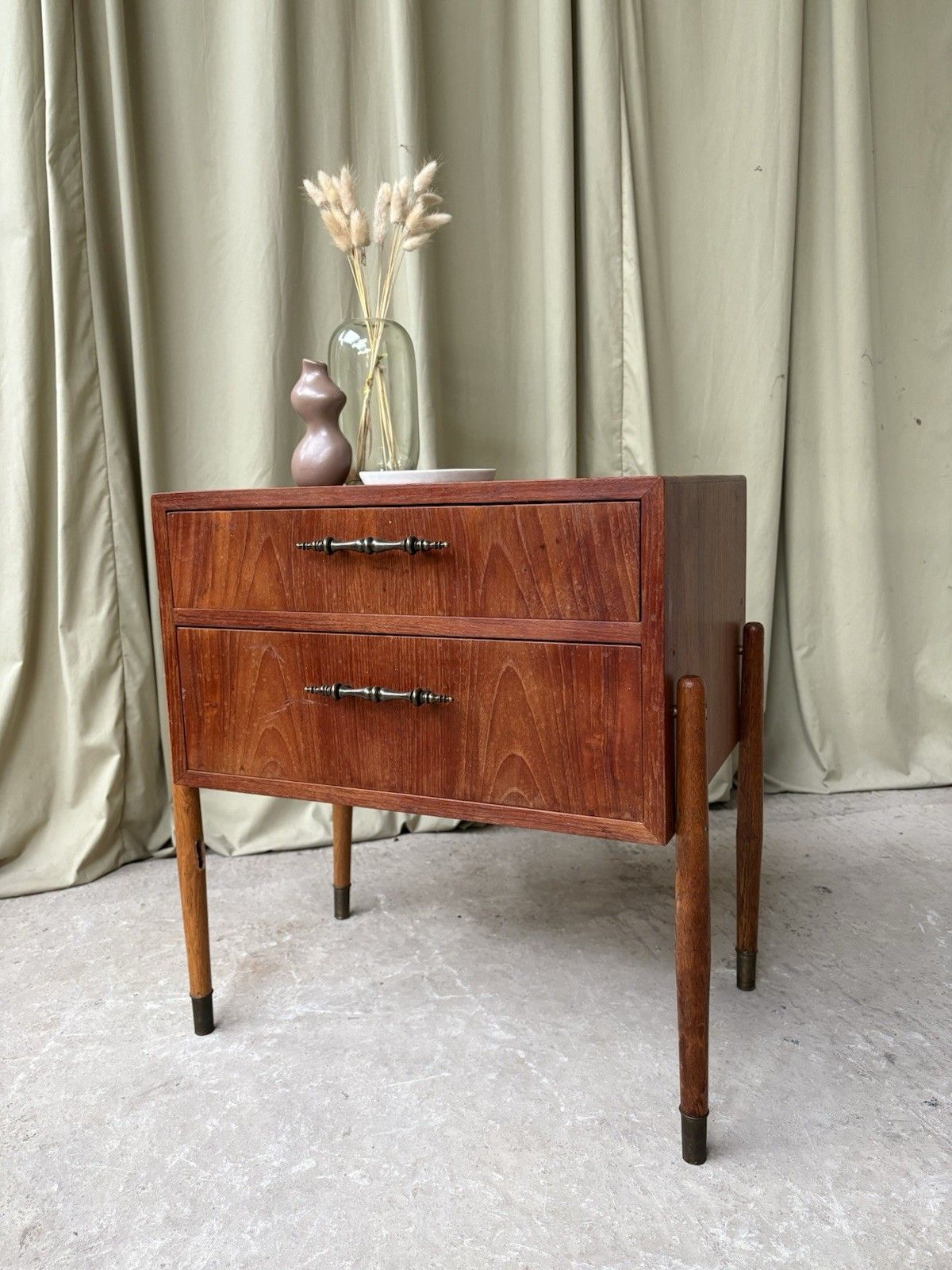 Vtg Mid Century Danish Teak Chest Of Drawers Bedside Scandi Retro R1020 photo Furniture
