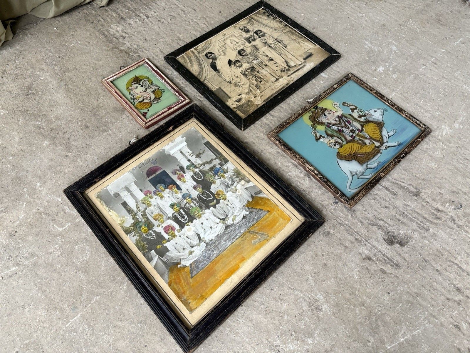 Vtg Antique Lot Collection Of Indian Pictures Wall Art Painted Photographs R1021 photo for sale
