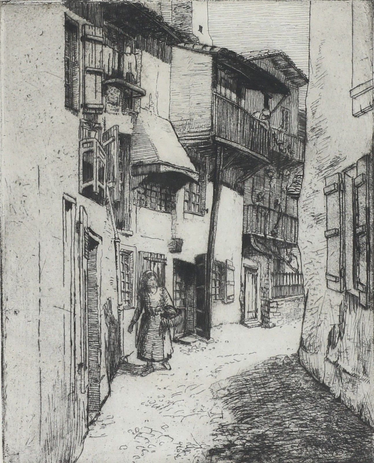 Etching By May Tremel. Rue Du Midi, Saint Jean De Luz. photo furniture