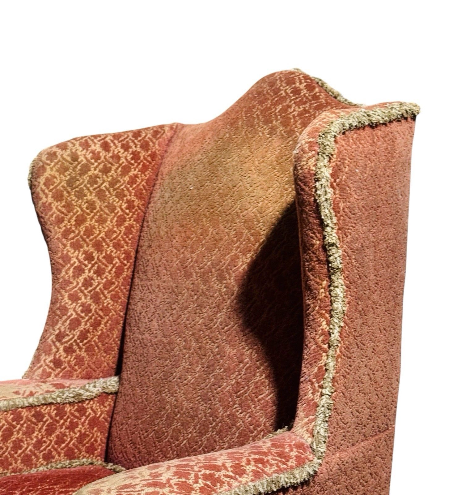 Furniture Antique Walnut Wing Back Armchair Claw And Ball Feet Queen Anne Style C1910 Rare photo