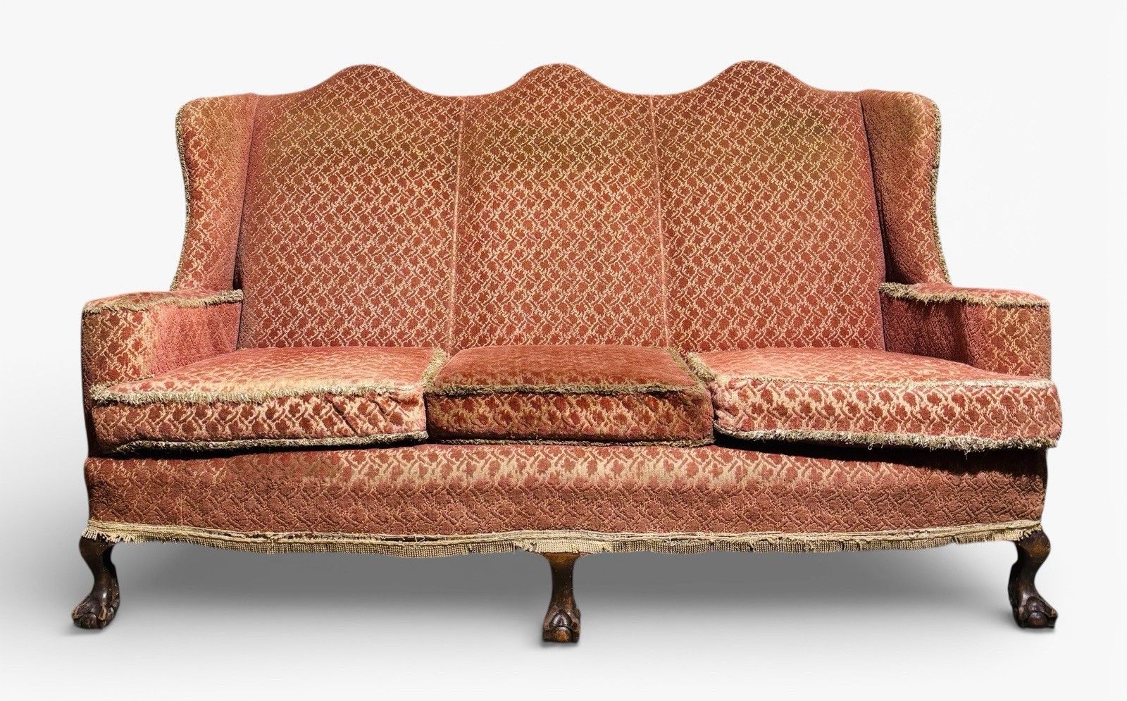 Antique Walnut Cammel Back Sofa Claw And Ball Feet Queen Anne Style C1910 Rare