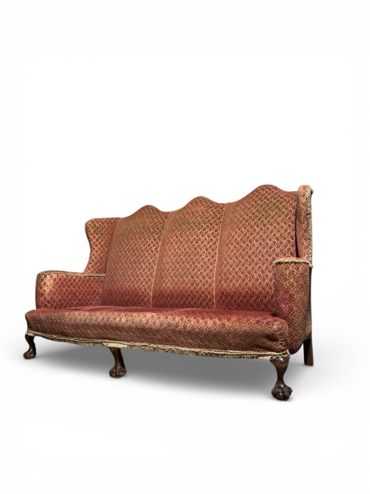 Antique Walnut Cammel Back Sofa Claw And Ball Feet Queen Anne Style C1910 Rare photo for sale