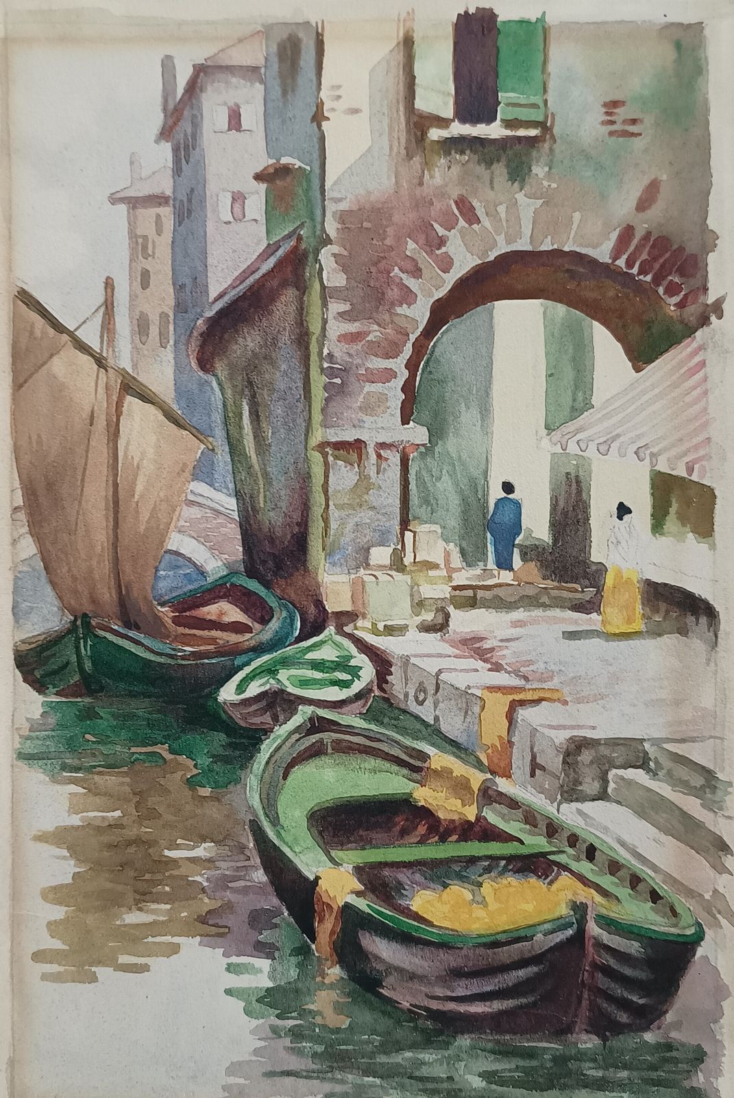 Original Watercolour Painting Whitney Quayside Scene Unframed. photo 50.0