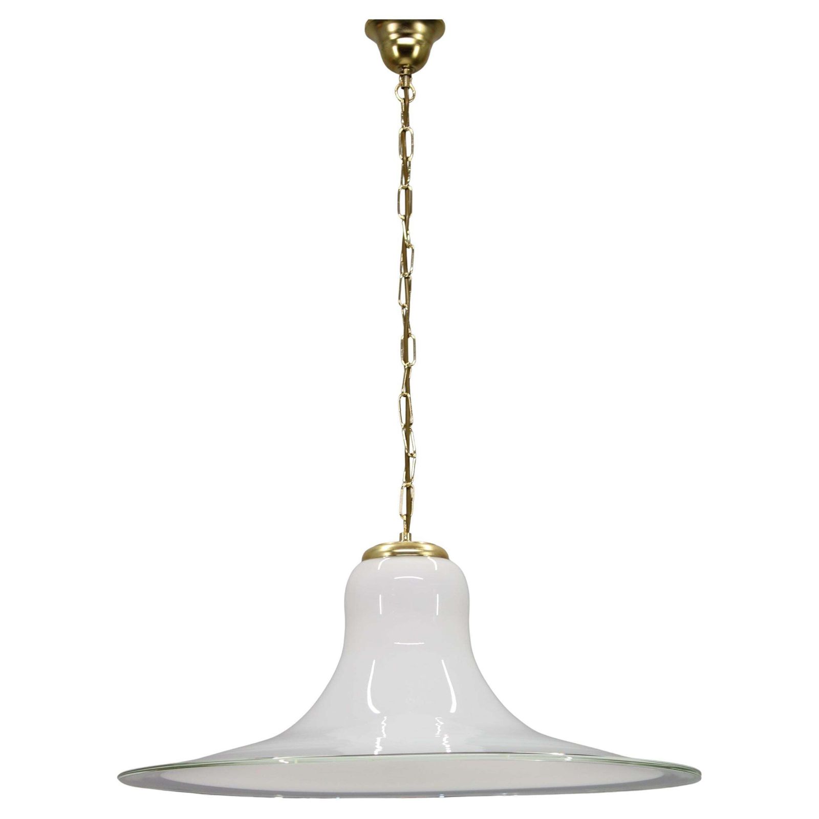 Italian Mid Century Glass And Brass Pendant Light, 1960s
