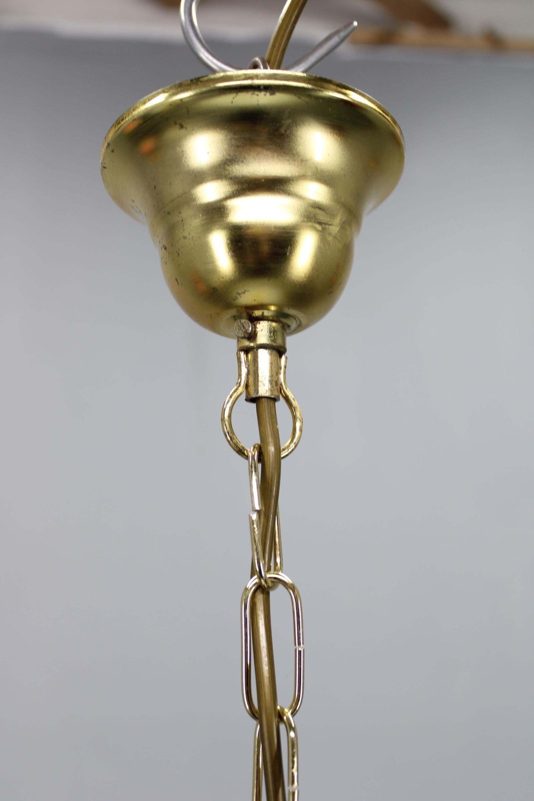 Italian Mid Century Glass And Brass Pendant Light, 1960s photo vinterior