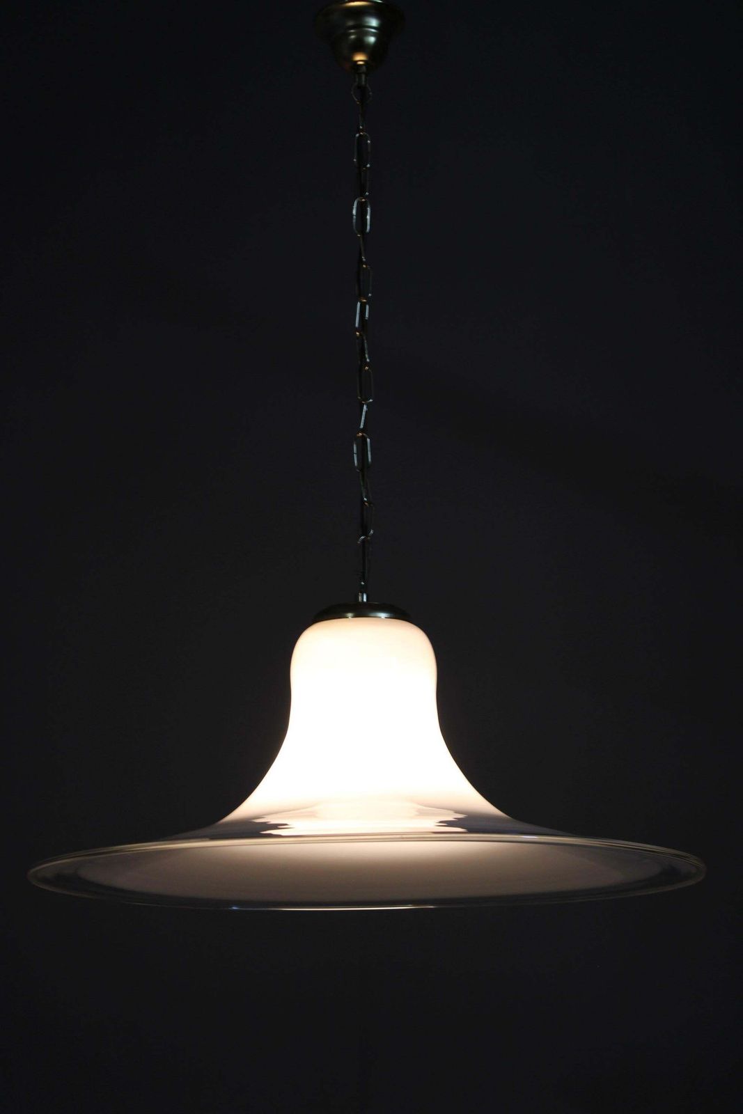 Lighting Italian Mid Century Glass And Brass Pendant Light, 1960s photo