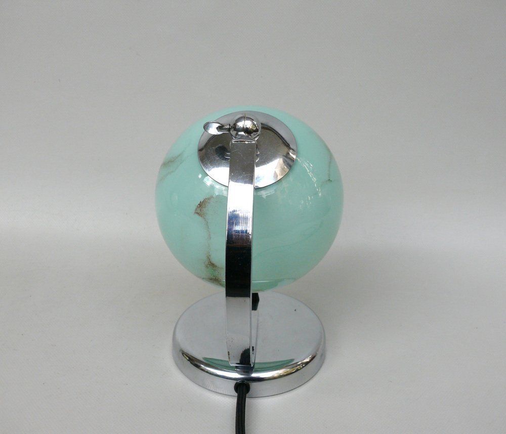 Art Deco Bedside Lamp In Chrome Plated & Glass Shade, 1930s photo for sale