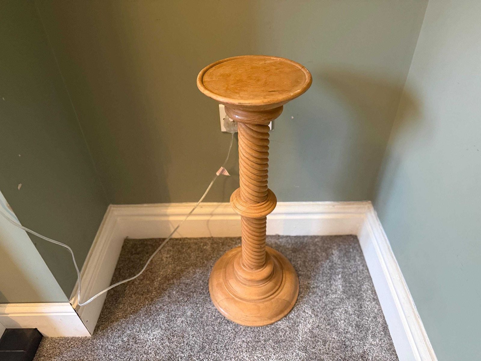 photo for sale Vintage Solid Wood Plant Stand / Pot Stand / Pedestal Table / Lamp Stand
